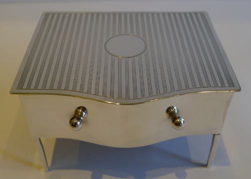 ENGLISH STERLING SILVER JEWELLERY BOX IN THE FORM OF A DRESSING TABLE DRESSER - ADDITIONAL PHOTO 1