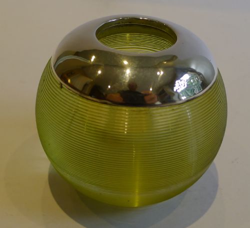 fig 1. Large Antique Green Glass and Sterling Silver Match Strike - 1900