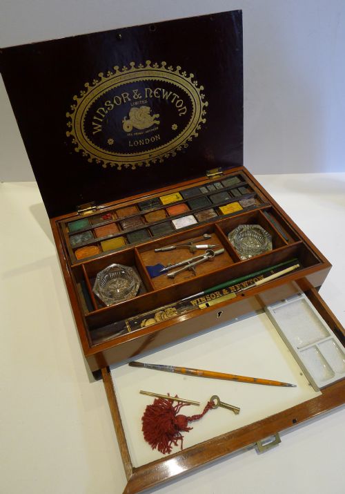 Large Antique English Winsor & Newton Watercolour Artist's Box C.1850