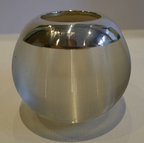 Large Threaded Glass Match Strike / Table Vesta - Sterling Silver 1897