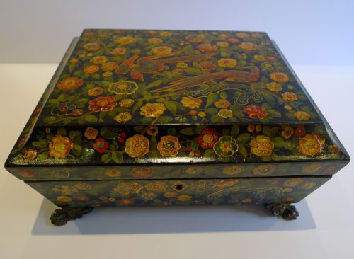 Rare English Regency / Early Painted Tunbridge Jewelry Box C.1820