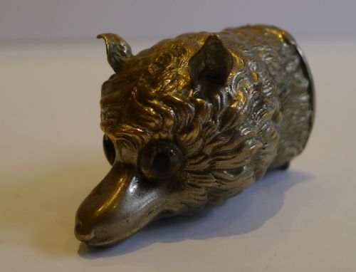 fig 1. Antique English Figural Vesta - Fox Head - Victorian, c.1890