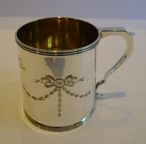 Top Quality Antique English Sterling Silver Christening Mug - Edwardian