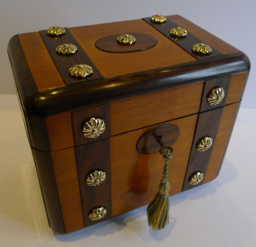 Antique French Fruitwood & Rosewood Tea Caddy C.1880