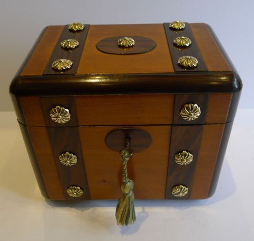 fig 1. Antique French Fruitwood & Rosewood Tea Caddy c.1880