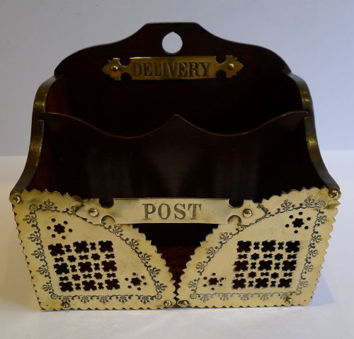 Antique English Solid Oak & Brass Postage / Letters Box C.1890