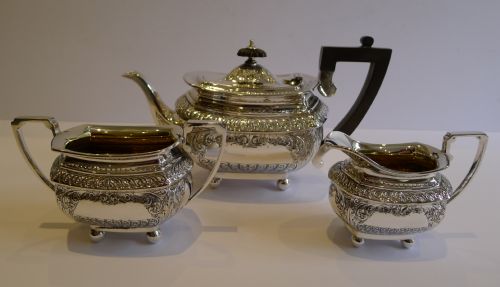 Antique English Silver Plated Bachelor Tea Set C.1900