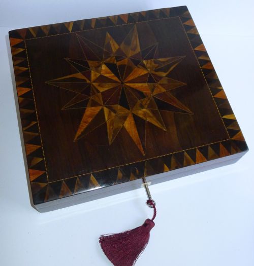Early Antique English Tunbridge Ware Lap Desk / Writing Slope C.1820 - Exquisite Inlay