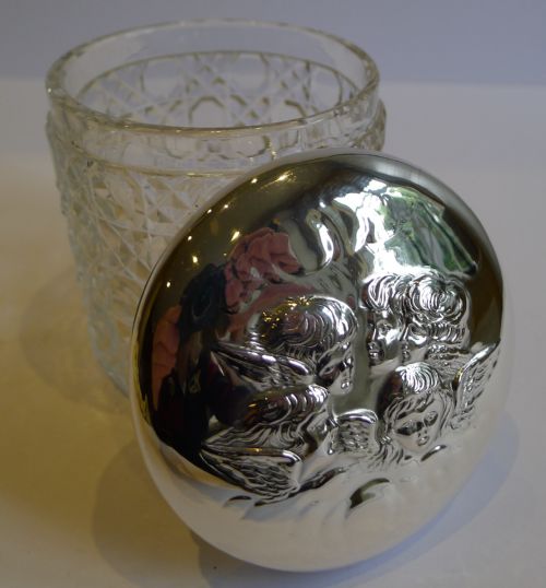 Antique Sterling Silver Topped Vanity Jar - Reynold's Angels