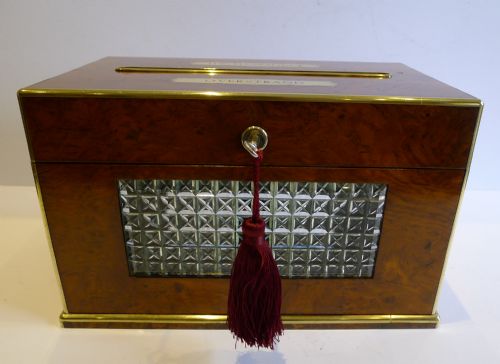 fig 3. Aristocratic Antique English Brass Bound Letters Box In Pollard Oak c.1860