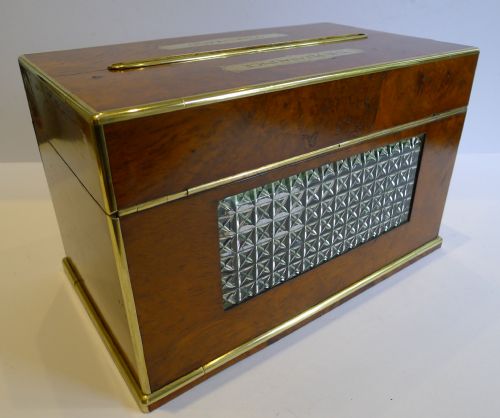 fig 4. Aristocratic Antique English Brass Bound Letters Box In Pollard Oak c.1860
