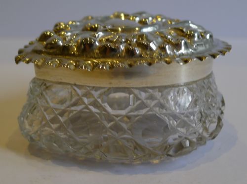 fig 1. Antique English Cut Glass & Sterling Silver Heart Box - Birmingham 1903