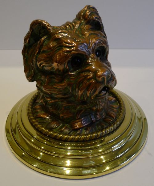 Antique Figural Inkwell - Greyfriars Bobby - Dog - C.1880