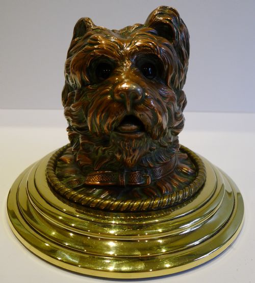 fig 1. Antique Figural Inkwell - Greyfriars Bobby - Dog - c.1880