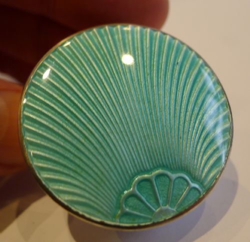 English Art Deco Sterling Silver & Guilloche Enamel Pill Box - 1927