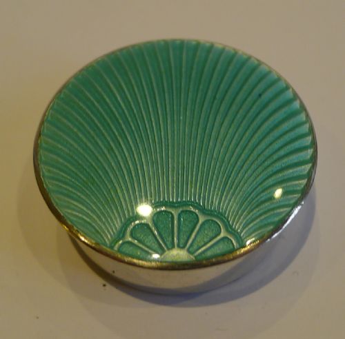 fig 1. English Art Deco Sterling Silver & Guilloche Enamel Pill Box - 1927