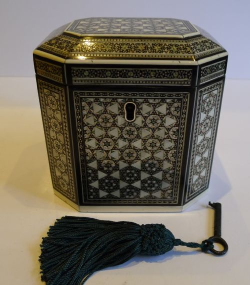 Rare Early 19th Century Anglo-indian Ivory & Sadeli Mosaic Tea Caddy C.1820