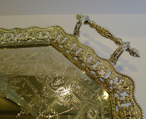 fig 1. Magnificent Antique English Silver Plated Serving Tray by Martin Hall c.1860
