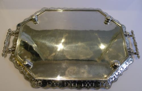 fig 2. Magnificent Antique English Silver Plated Serving Tray by Martin Hall c.1860