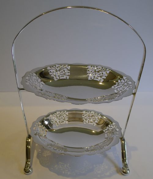 fig 1. Antique English Cake Stand c. 1900 In Silver Plate