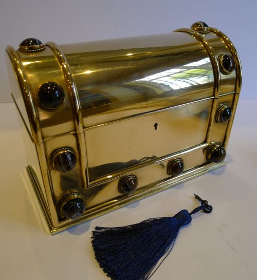 fig 1. Grand Antique English Polished Bronze Desk Set With Onyx Mounts c.1860