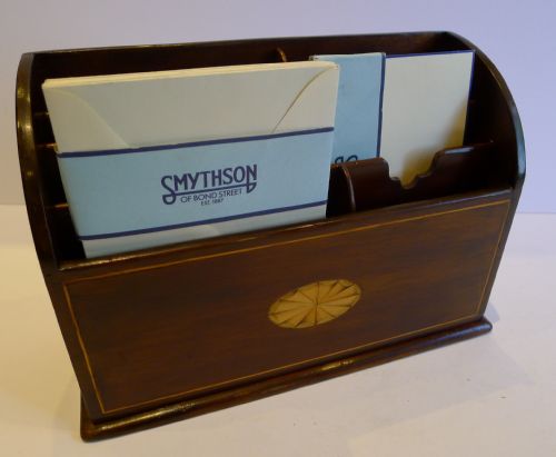 Handsome Fan-inlaid Mahogany Letter or Stationery Caddy C.1900