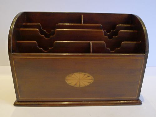 fig 1. Handsome Fan-Inlaid Mahogany Letter or Stationery Caddy c.1900