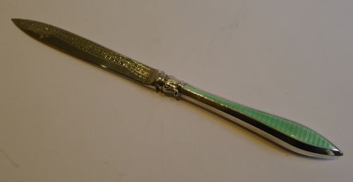 Elegant Sterling Silver & Guilloche Enamel Letter Opener