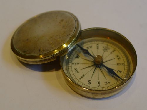 Antique English Pocket Compass in Brass Case C.1880