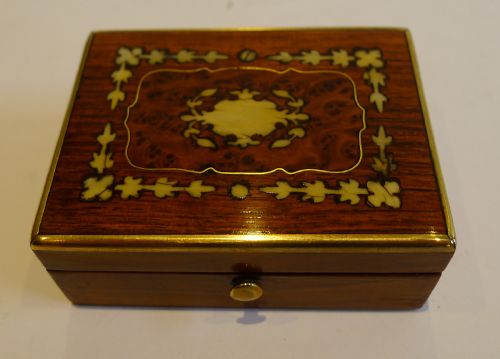 Antique French Miniature Tulipwood & Burr Cedar Box C.1860