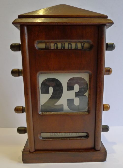 Antique English Mahogany Perpetual Desk Calendar C.1900
