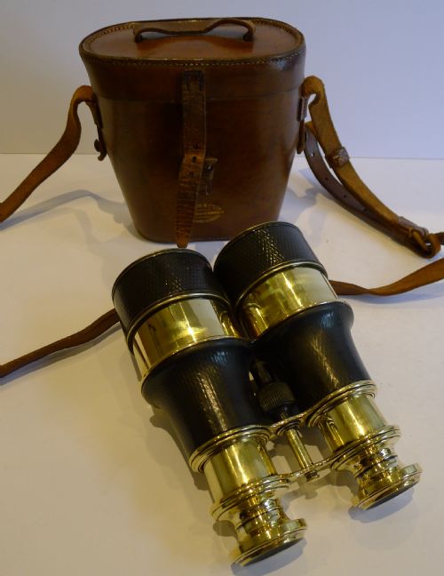 Antique English Brass & Leather Binoculars