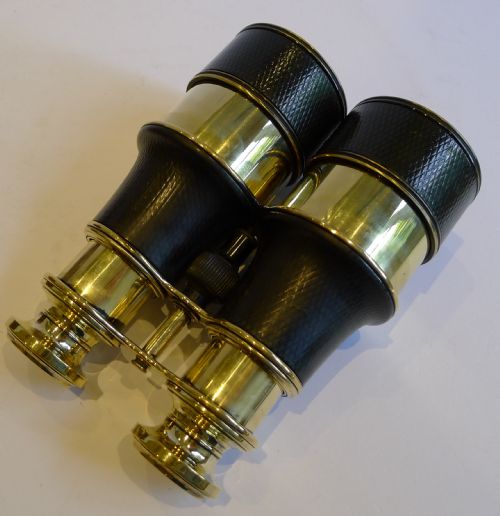 fig 2. Antique English Brass & Leather Binoculars