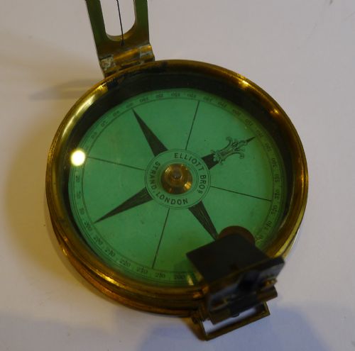 Unusual Large Antique English Brass Compass by Elliot Bros., London C.1860