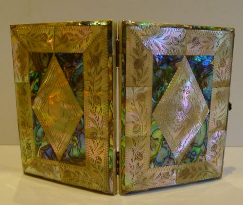 Magnificent Antique English Mother of Pearl / Abalone Shell Card Case