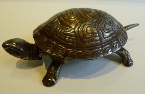 Handsome German Figural Mechanical Desk / Counter Bell - Tortoise
