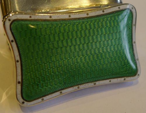 fig 1. Antique English Sterling Silver & Guilloche Enamel Pill Box