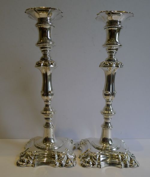 Pair Antique English Silver Plated Candlesticks C.1860