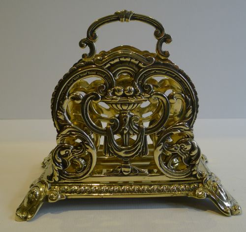Elegant Antique French Brass Letter Rack or Holder C.1890