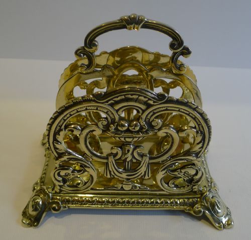 fig 1. Elegant Antique French Brass Letter Rack or Holder c.1890