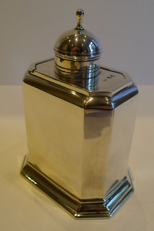 Antique English Queen Anne Style Sterling Silver Tea Caddy by George Unite