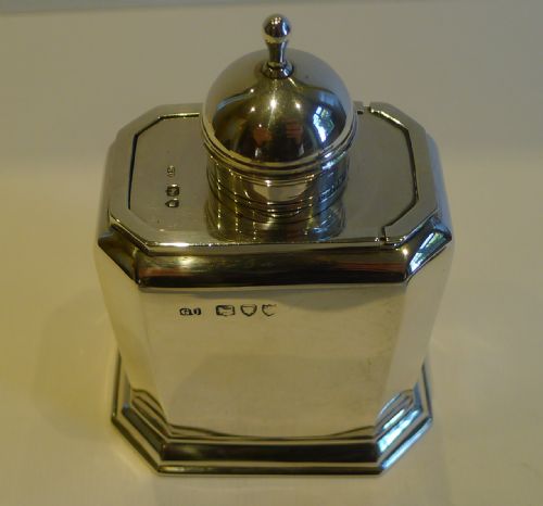 fig 1. Antique English Queen Anne Style Sterling Silver Tea Caddy by George Unite