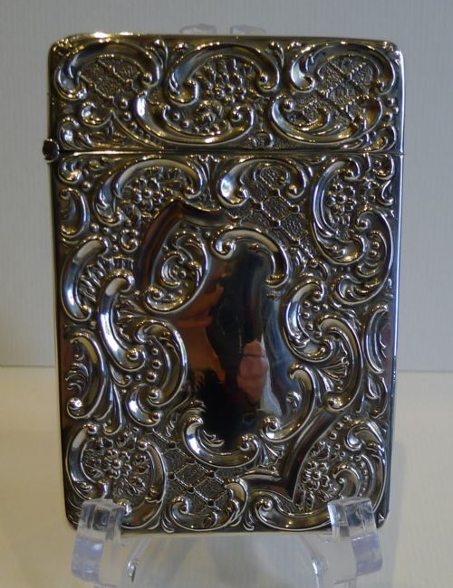 fig 1. Antique English Sterling Silver Card Case - Victorian - 1899