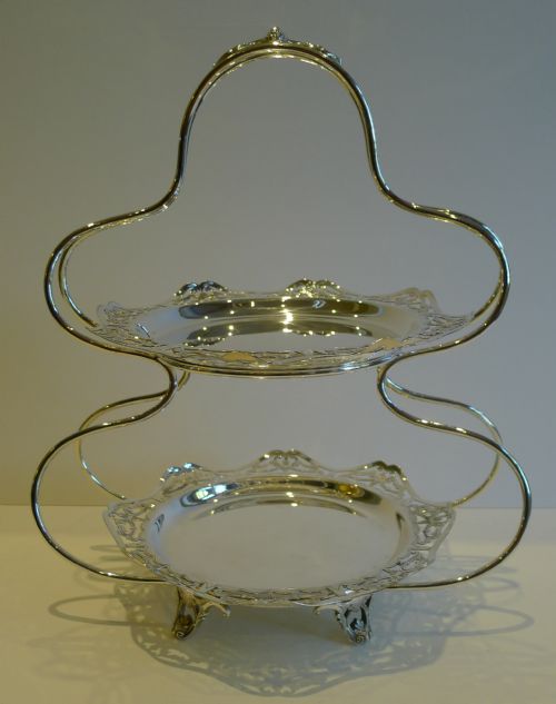 Stylish Antique English Silver Plated Cake Stand C.1900