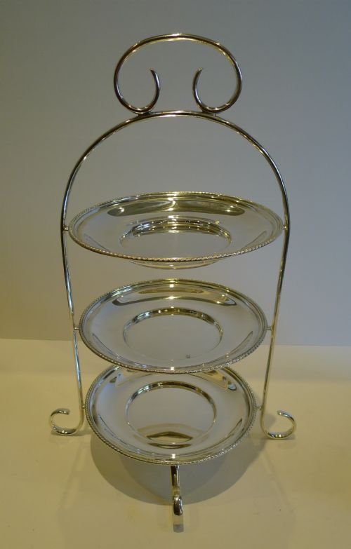 Antique English Silver Plated 3-Tier Cake Stand by Maxfield & Sons C.1890
