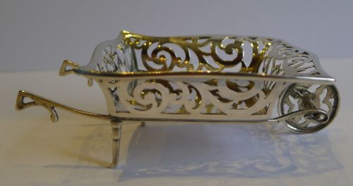 Charming Antique English Novelty Sterling Silver Wheelbarrow - 1912
