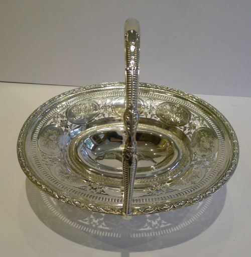 Antique English Silver Plated Cake Basket by Roberts & Belk C.1880