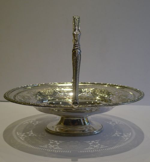 fig 1. Antique English Silver Plated Cake Basket by Roberts & Belk c.1880
