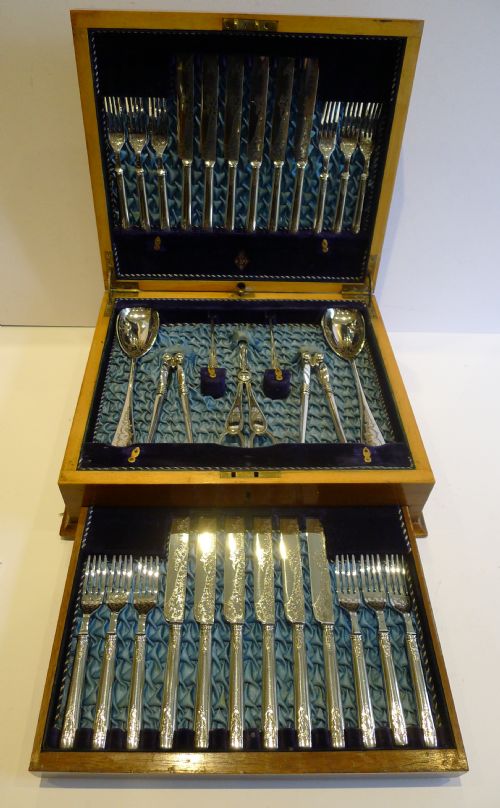 Antique English Fruit Eaters for 12 - Fruit & Nut Serving Set by Joseph Ridge C.1882