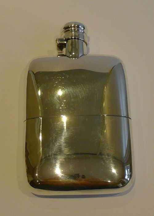 Huge & Heavy - Antique English Sterling Hip or Liquor Flask by Sampson Mordan -1900